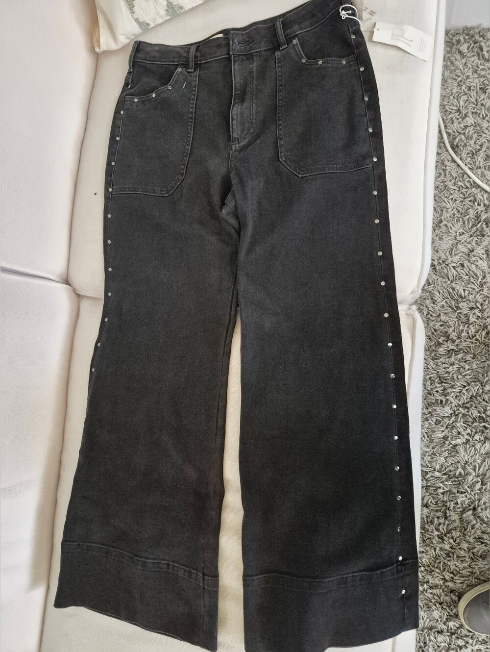 Pilcro Black Studded Pocket Jeans
